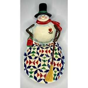 Jim Shore Snowman Dish Winter Folk Certified International Serving Tray Candy